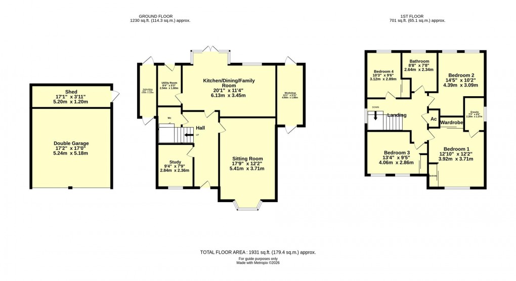 Floorplan for Trott Close, Cullompton
