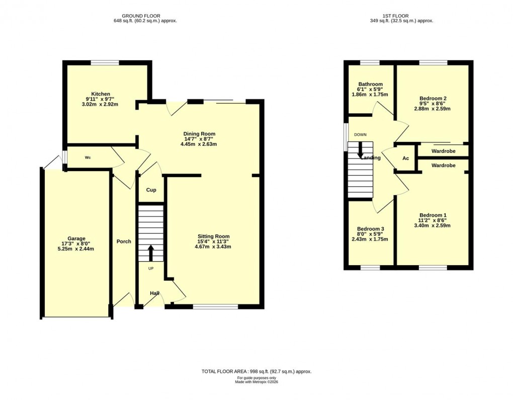 Floorplan for Bockland Close, Cullompton