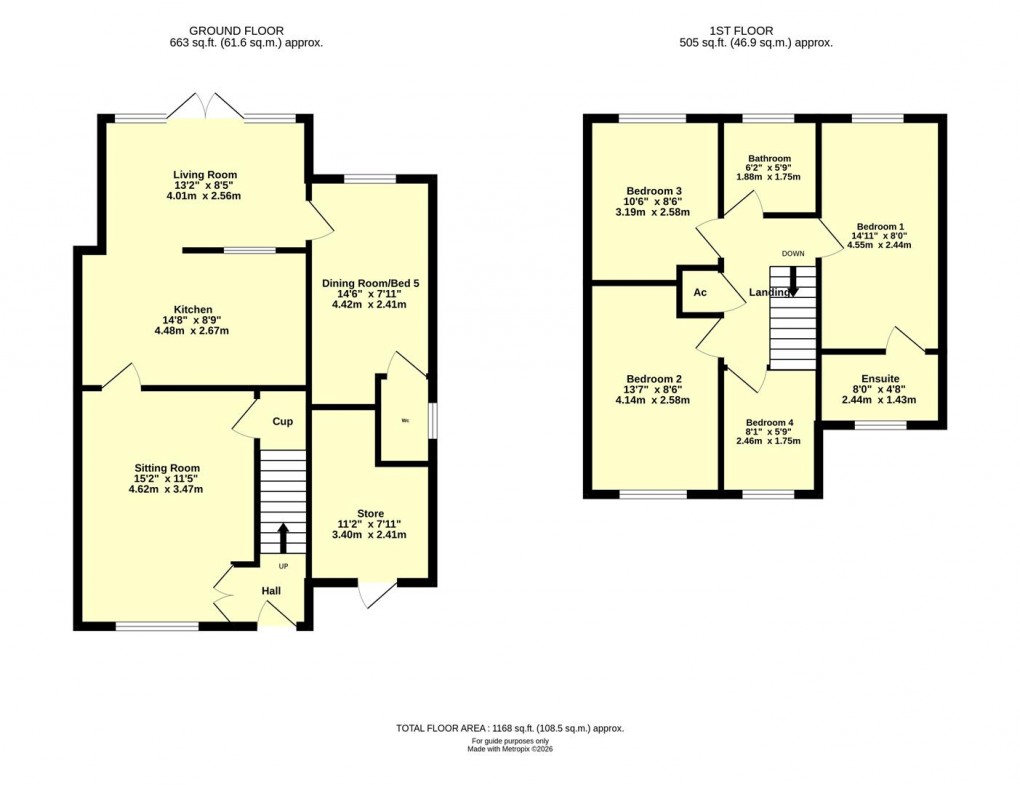 Floorplan for Bockland Close, Cullompton